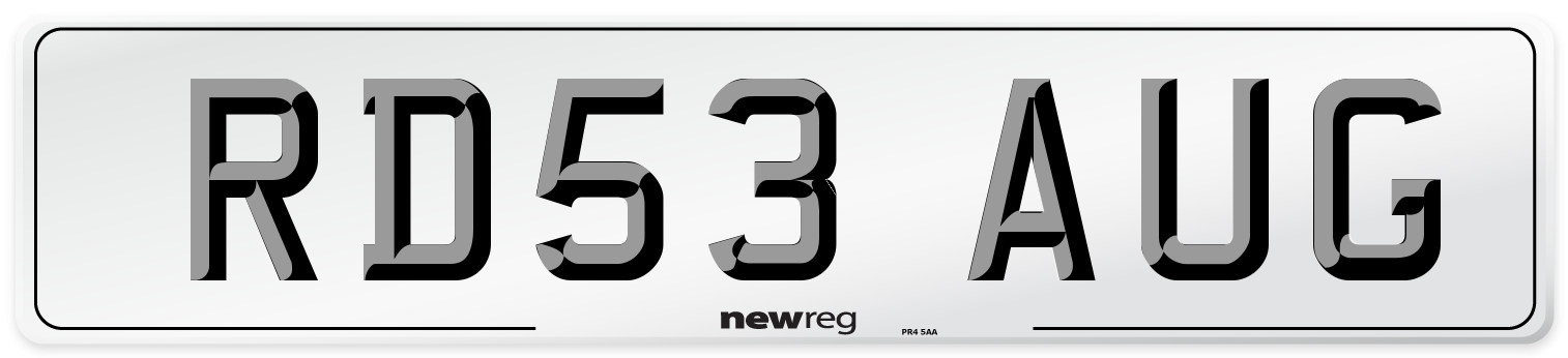 RD53 AUG Number Plate from New Reg